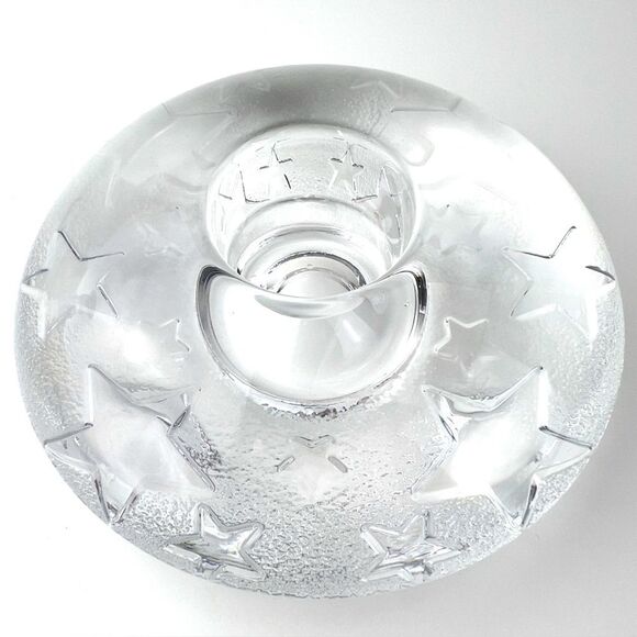 Orrefors Sweden Stars Crystal Candle Holder 5.5" Diameter - Picture 1 of 8